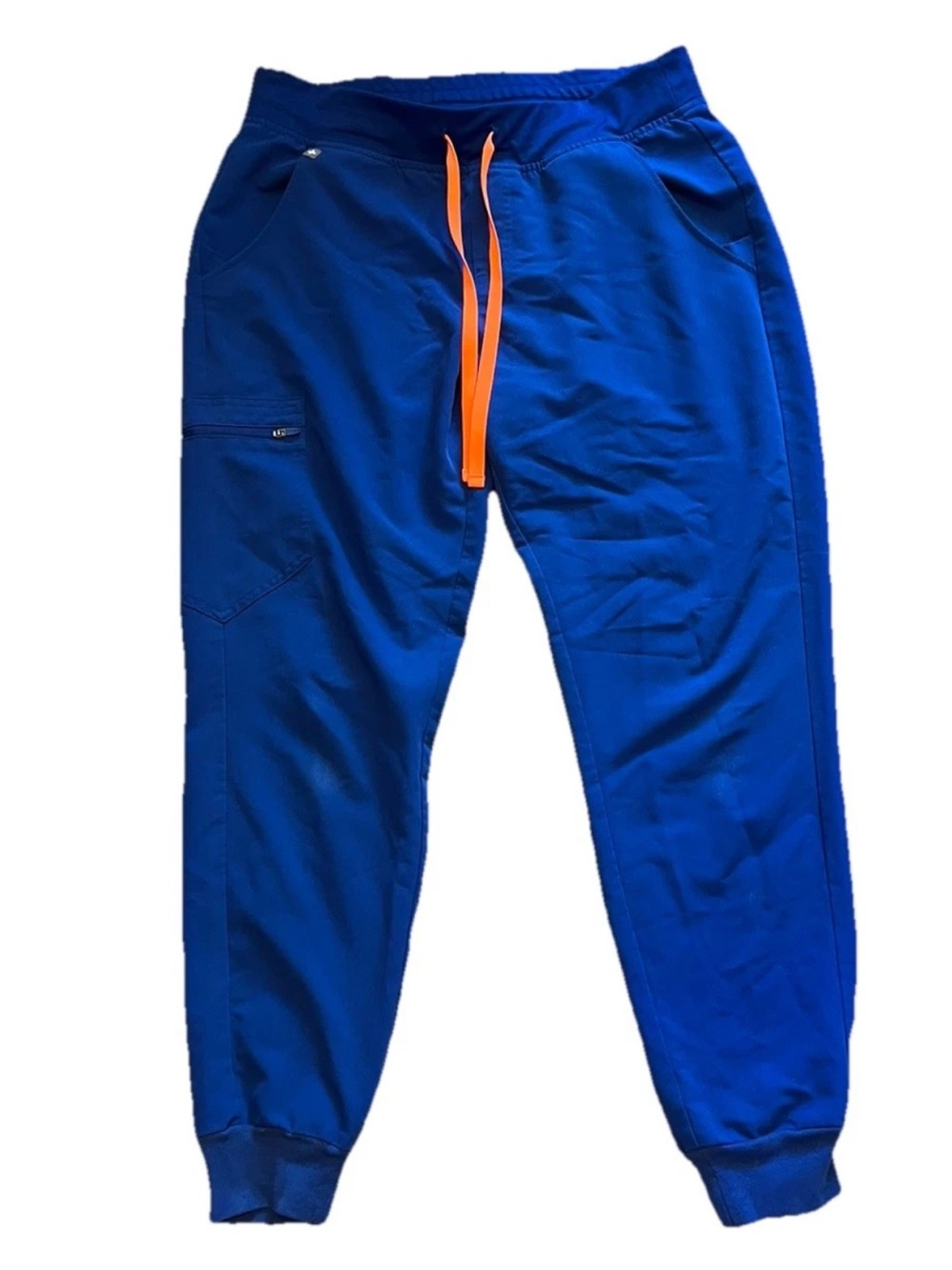 Figs Tech Collection Blue Orange Tie Zamora Jogger Scrub Pants Women’s Med Flaw